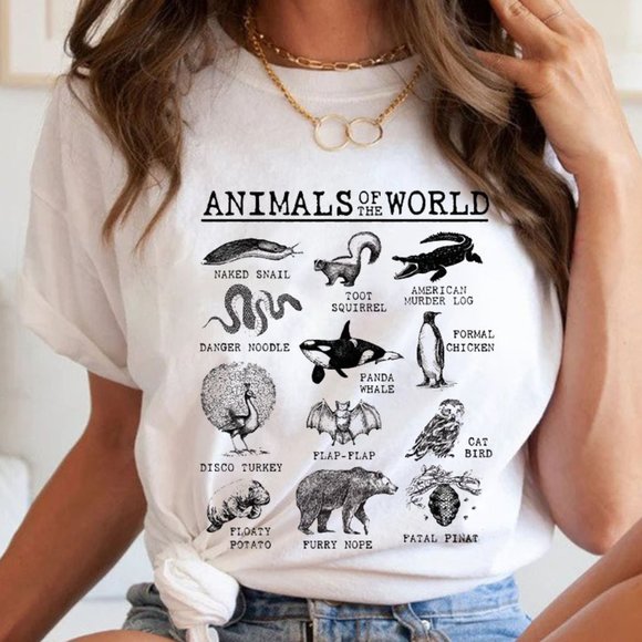 Funny Sarcastic Animals Of The World DesIndie UNISEX Relaxed Jersey T-Shirt - Picture 1 of 6